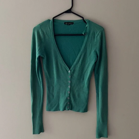 Green Button-Up Cardigan - Picture 1 of 9